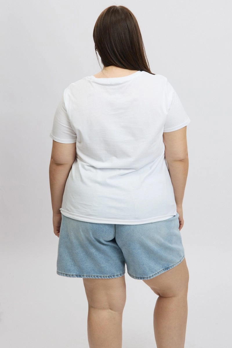 Elderly Comfort Light Casual White Graphic T Shirt Short Sleeve Crew Neck
