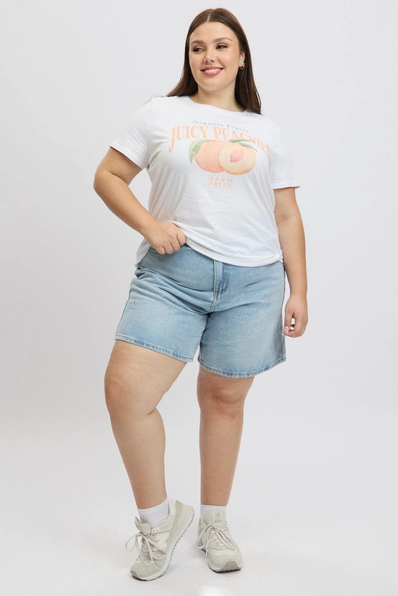 White Graphic T Shirt Short Sleeve Crew Neck Sleek Performance Roomy Waistband