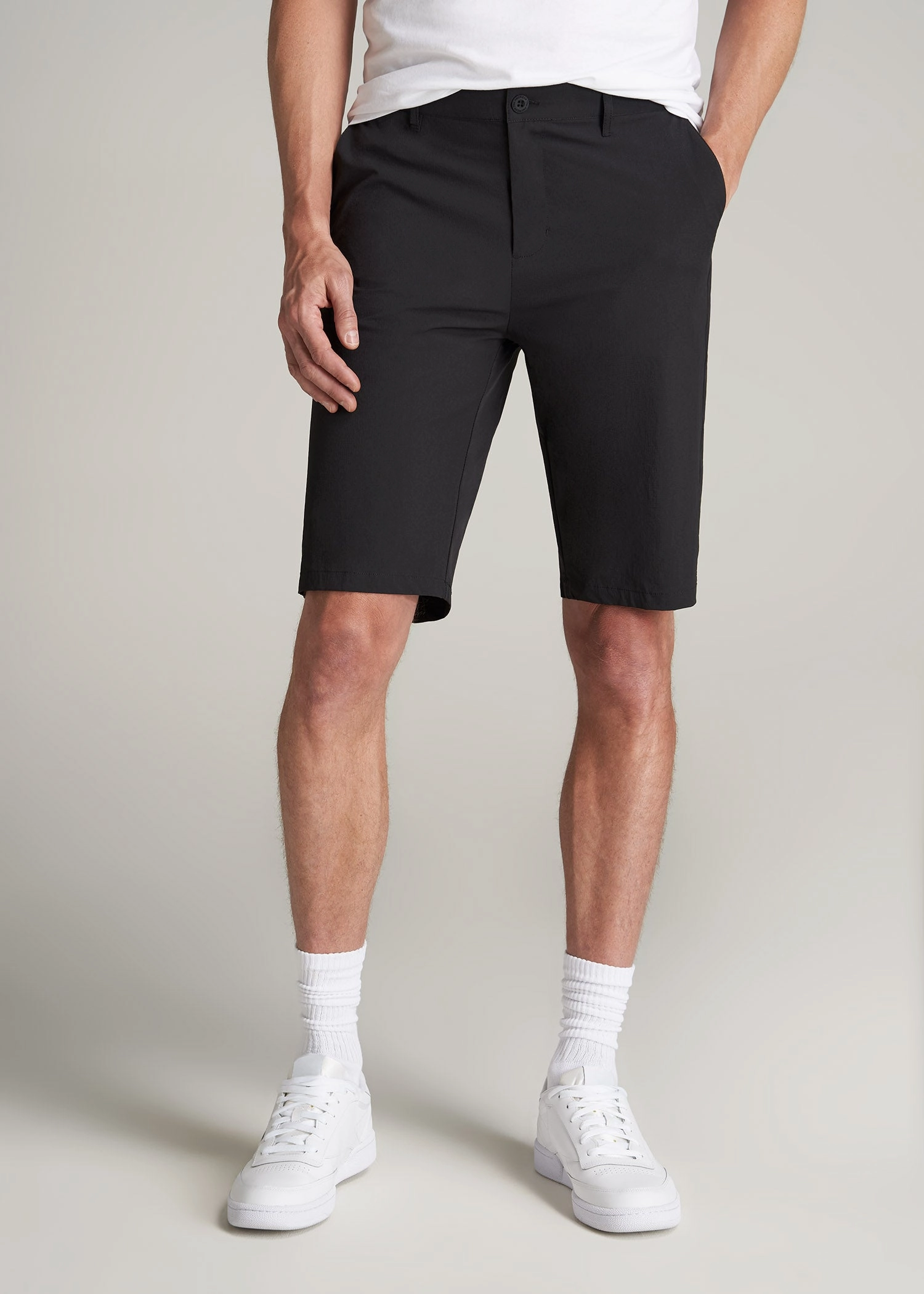 Premium Hybrid Shorts for Tall Men in Black finance industry tall size