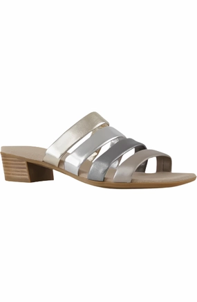 Chic Vacation Sandals Bow Charm Munro Women's Adrianne Slide-In Sandal - Taupe Metallic
