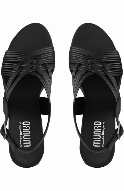 Secure Closure Retro Munro Women's Marianna Slingback Sandal - Black Leather
