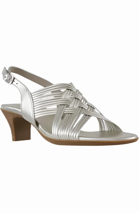 Munro Women's Marianna Slingback Sandal - Natural Metallic Leather All weather Secure fastening
