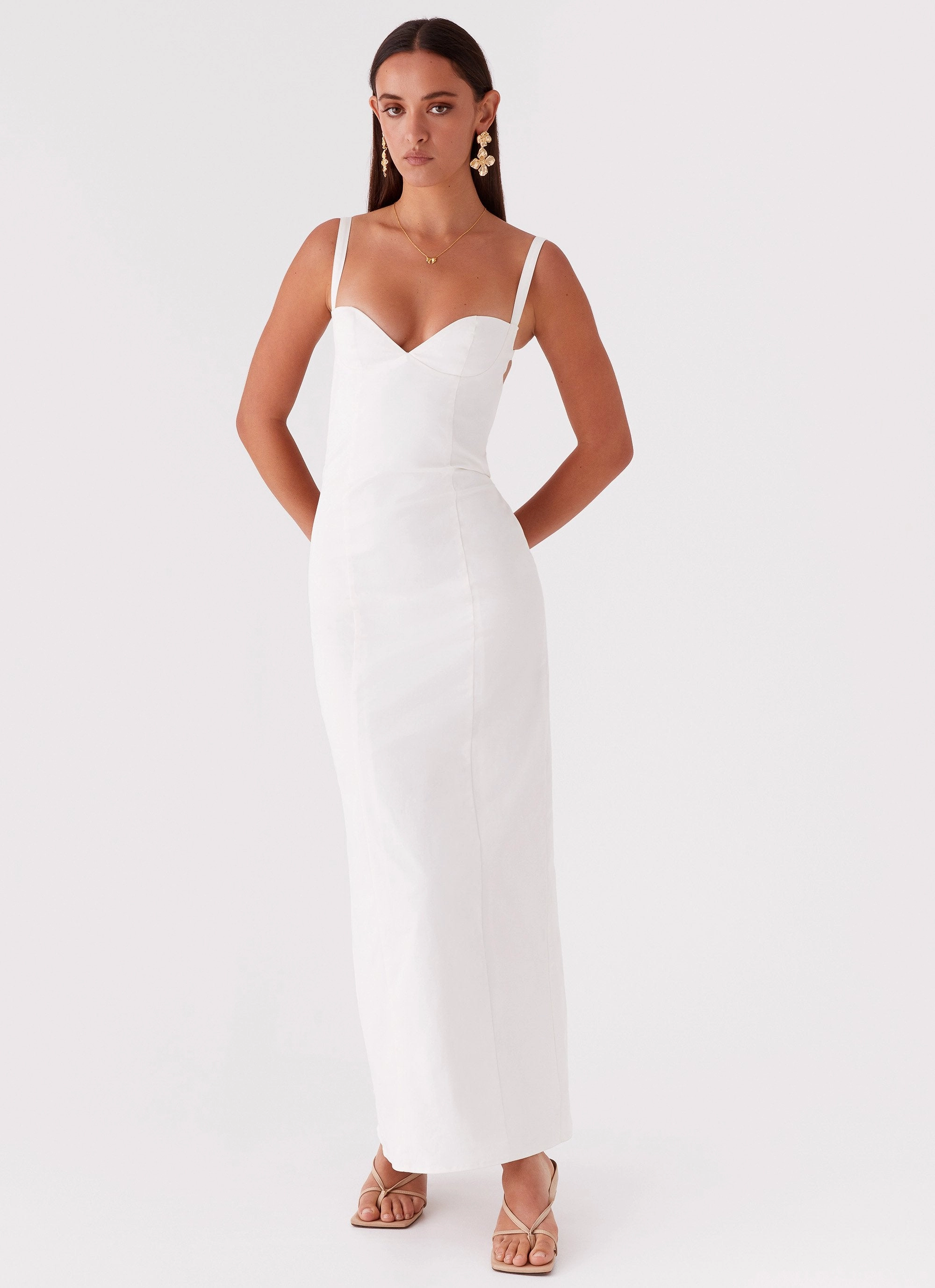 Naomi Backless Maxi Dress - Off White Flexible Design Classic Layer
