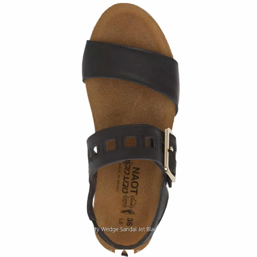 Naot Women's Dynasty Sandal - Black Matte Leather Wide Toe Box Design