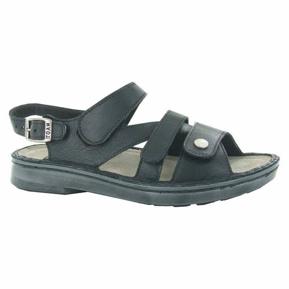 Naot Women's Fleur Sandal - Soft Black Leather Ergonomic Design Seaside Wear