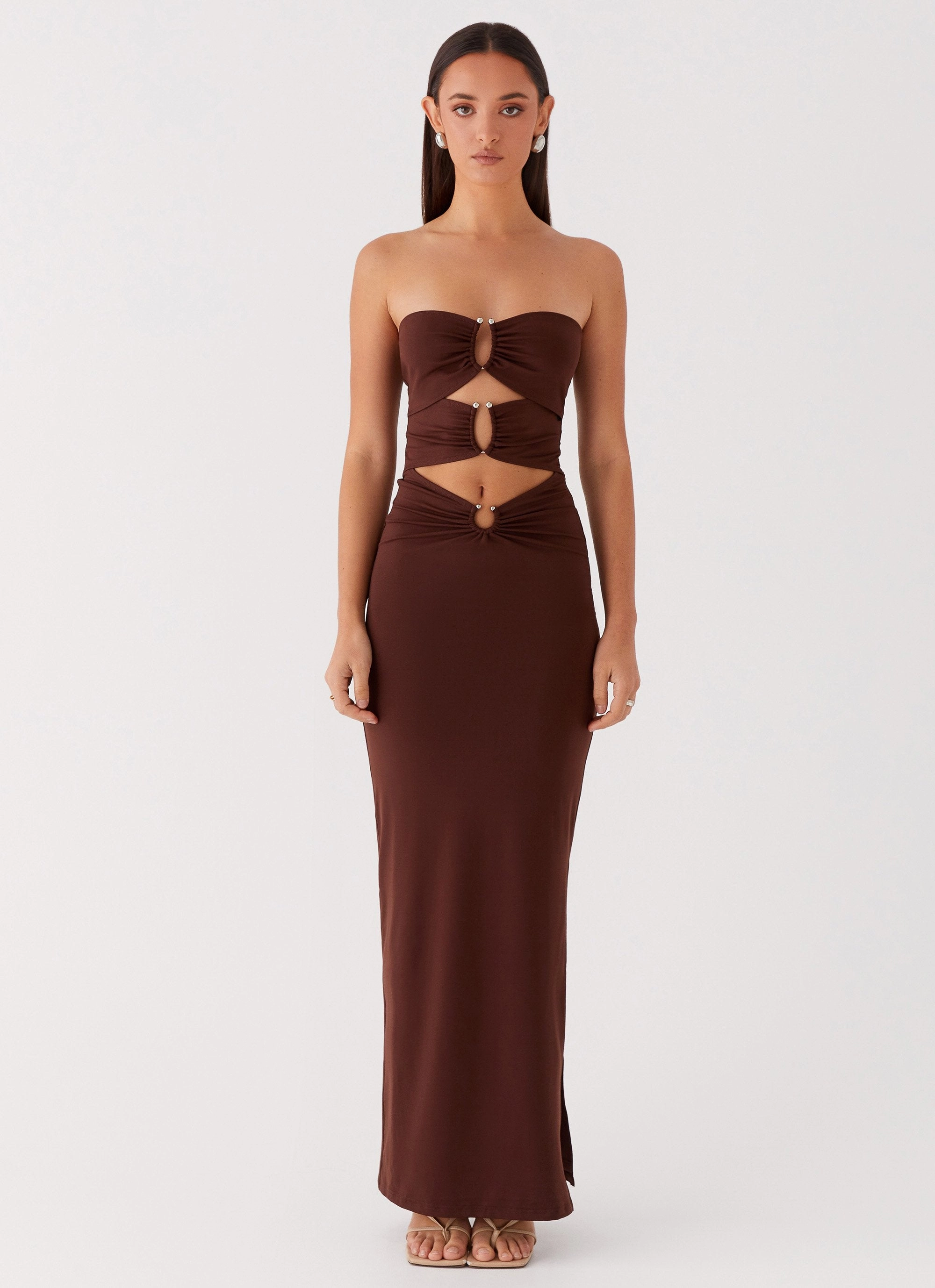 Urban Look Natasha Strapless Maxi Dress - Chocolate