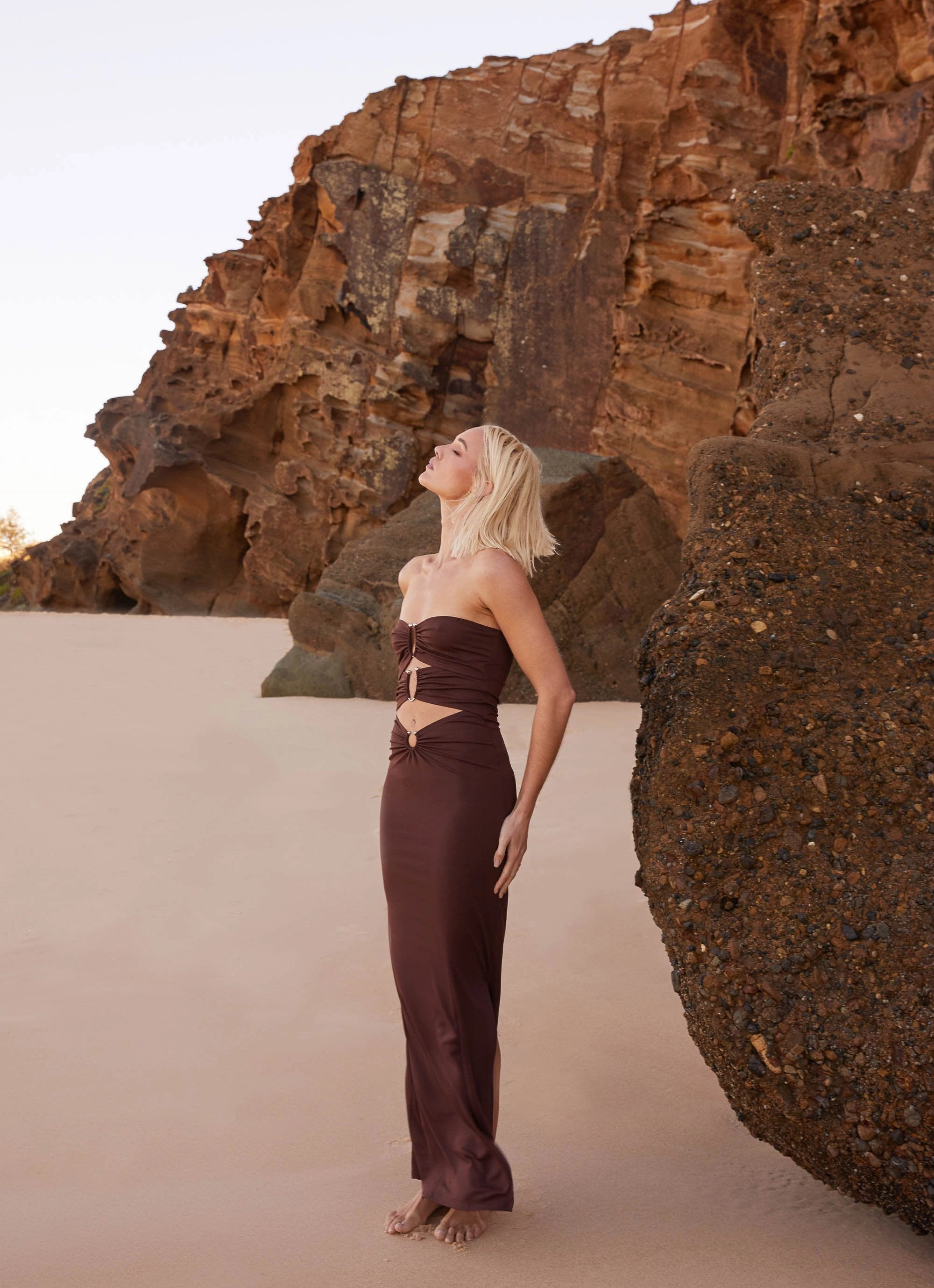Natasha Strapless Maxi Dress - Chocolate Youthful Look Upgrade-Option