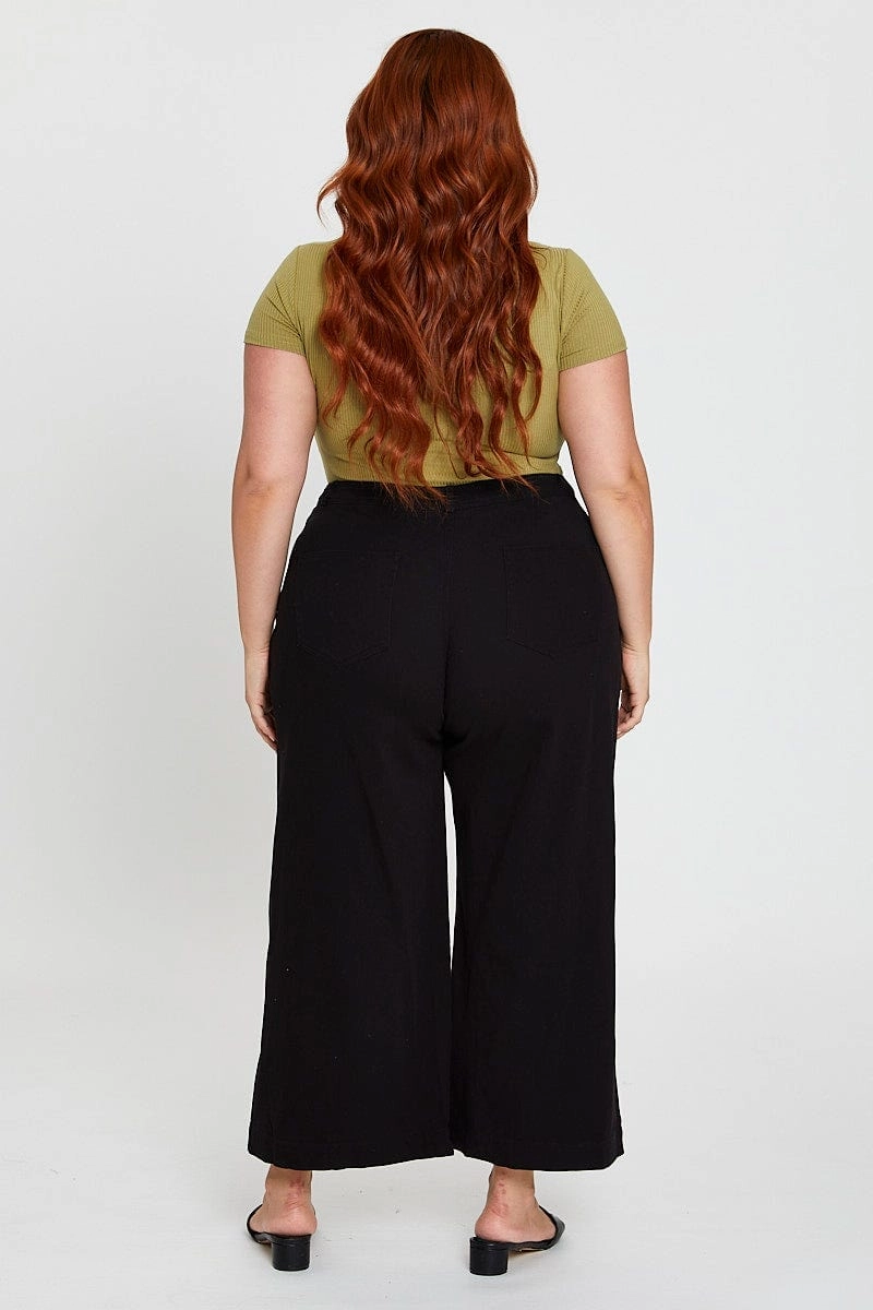 NonRestrictiveFit Black High Waist Stretch Wide Leg Pant