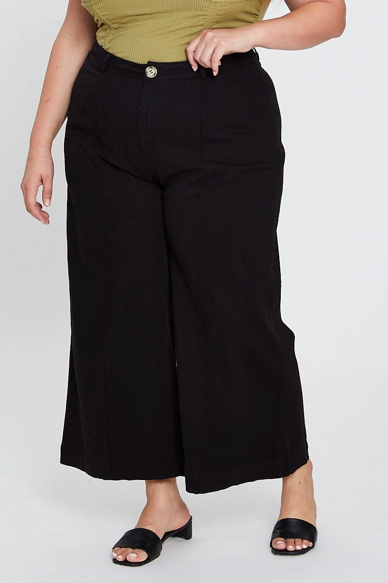 Stretch Layer Fit Classic Fit Black High Waist Stretch Wide Leg Pant