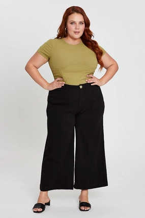 Black High Waist Stretch Wide Leg Pant Essential Layer