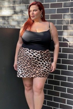 Brown Animal Print Leopard Satin Mini Skirt Bold Statement