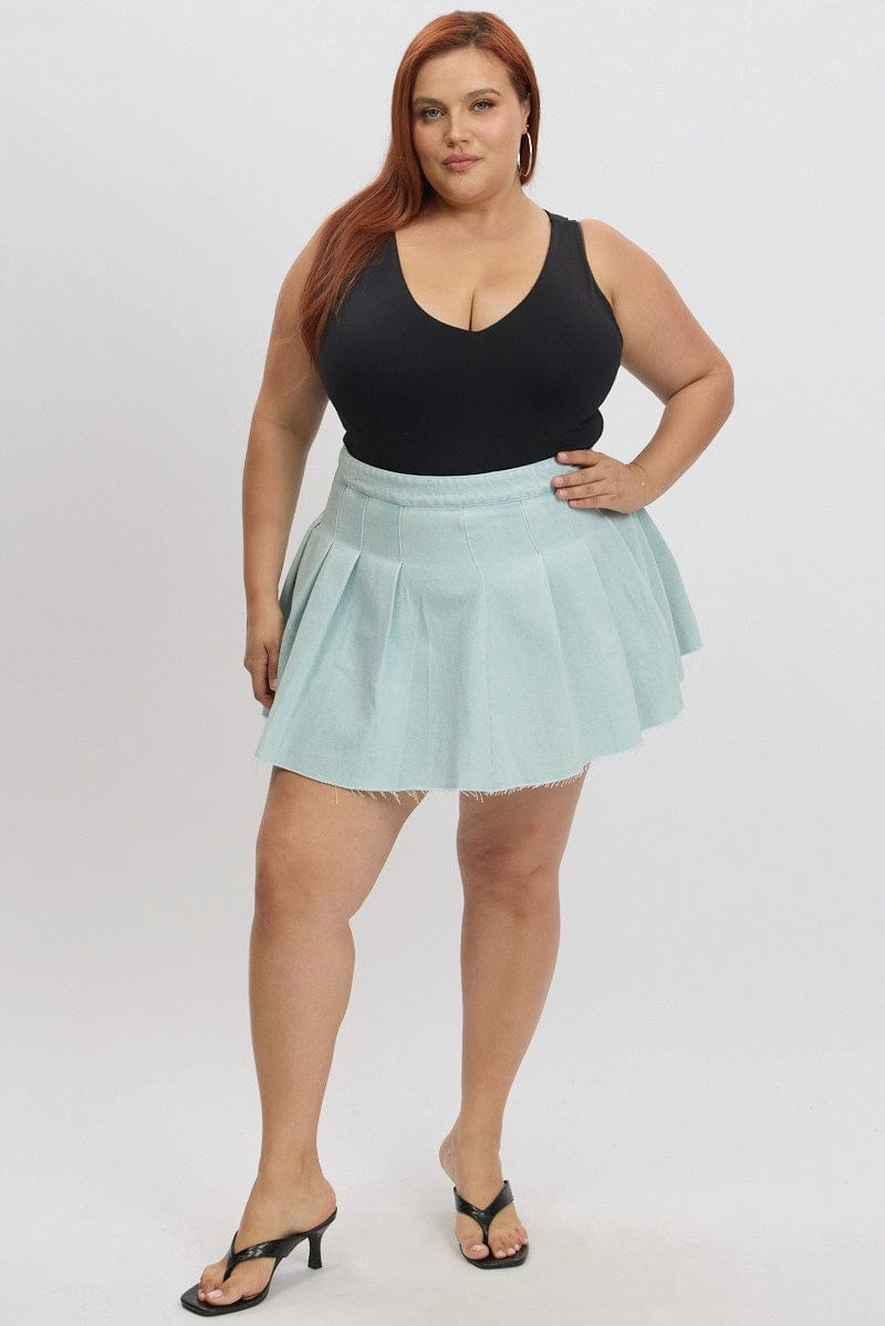 Denim Pleated Mini Tennis Skirt quick dry Breezy Outfit