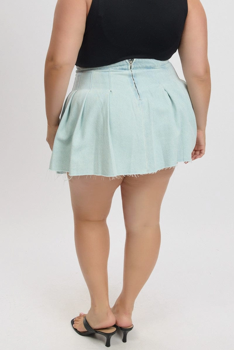 Opaque finish Formal Event Denim Pleated Mini Tennis Skirt