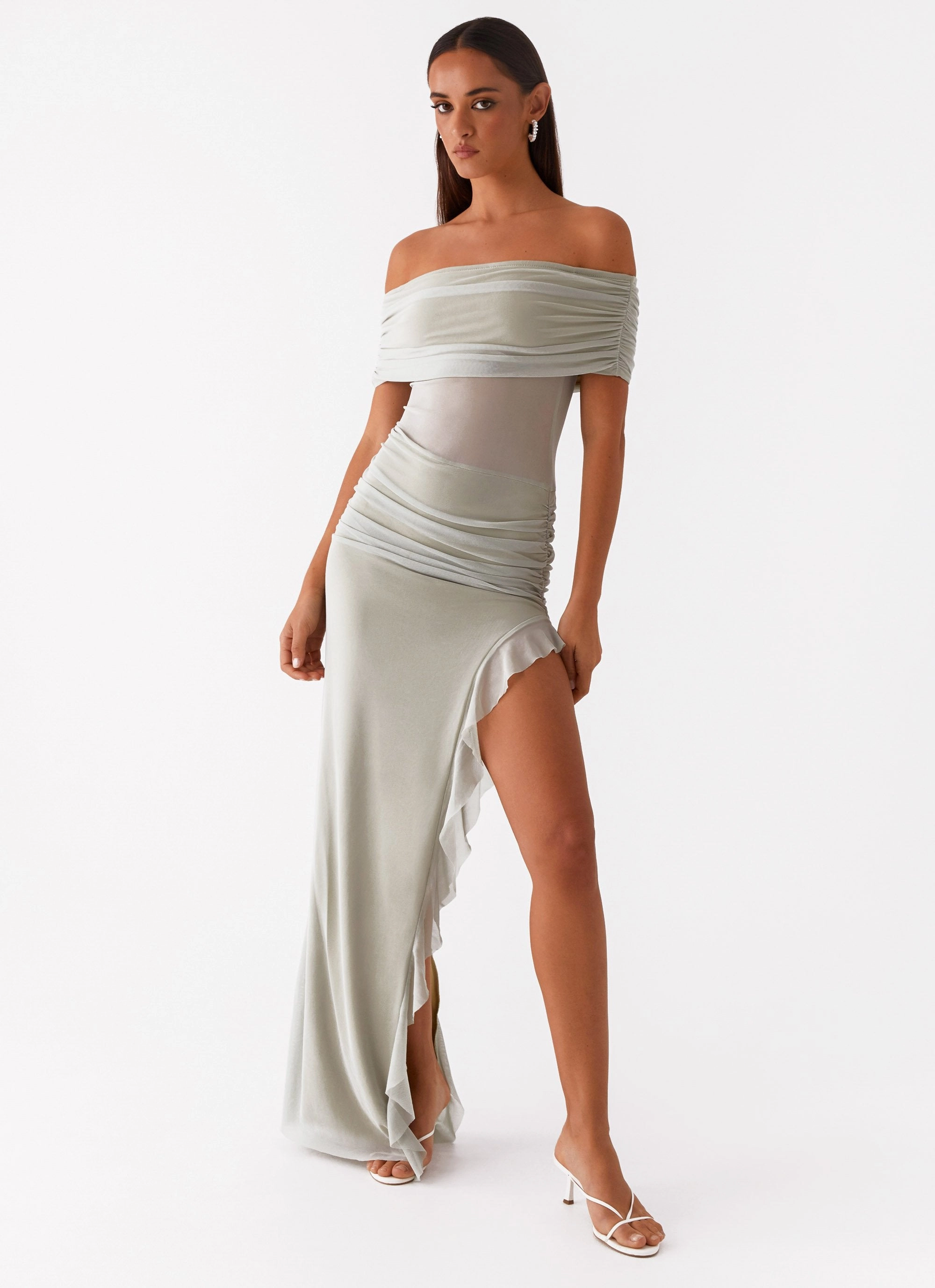 Nelly Off Shoulder Maxi Dress - Pistachio Flexible Style Modern Movement