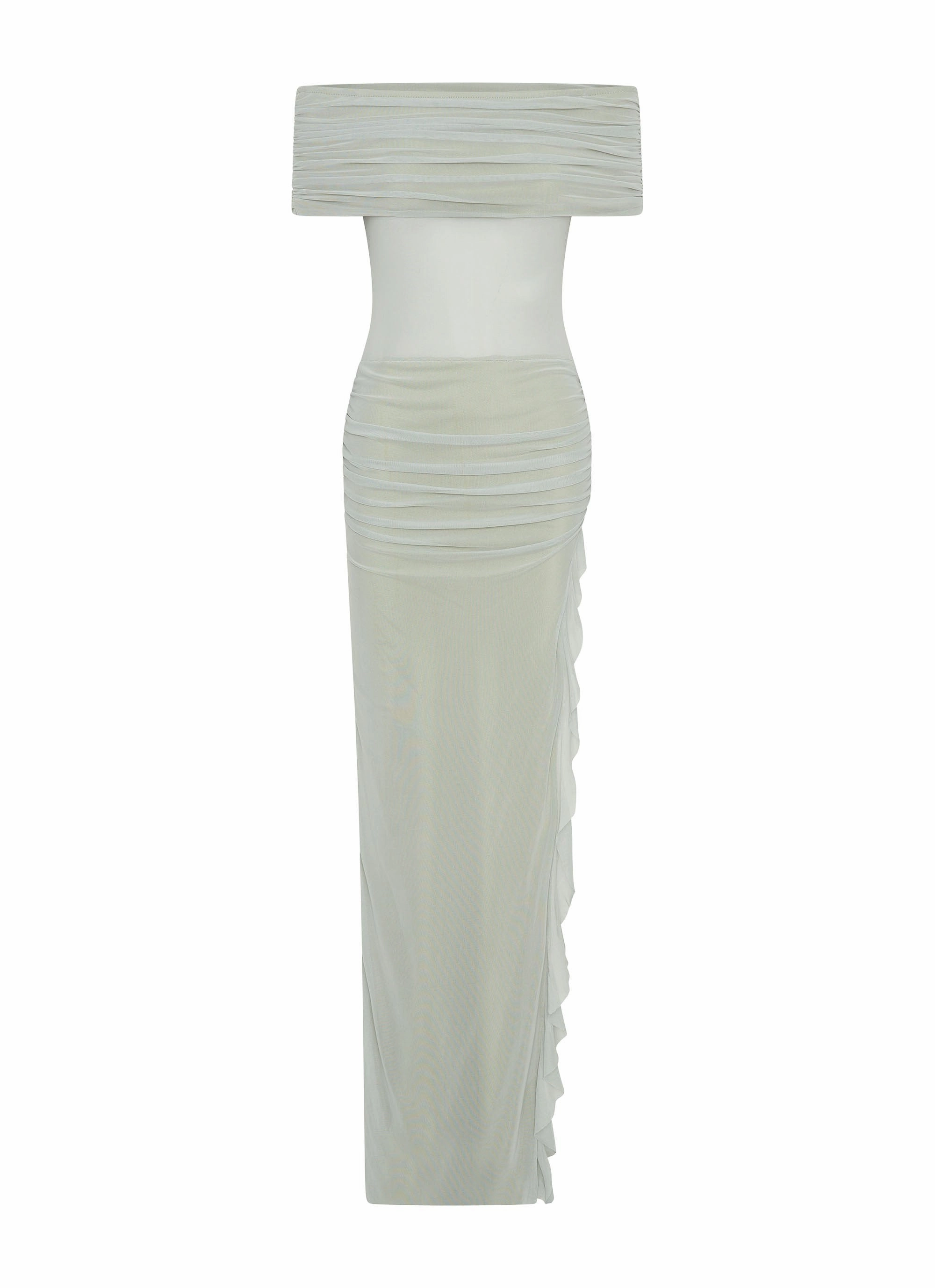Nelly Off Shoulder Maxi Dress - Pistachio Subtle Charm