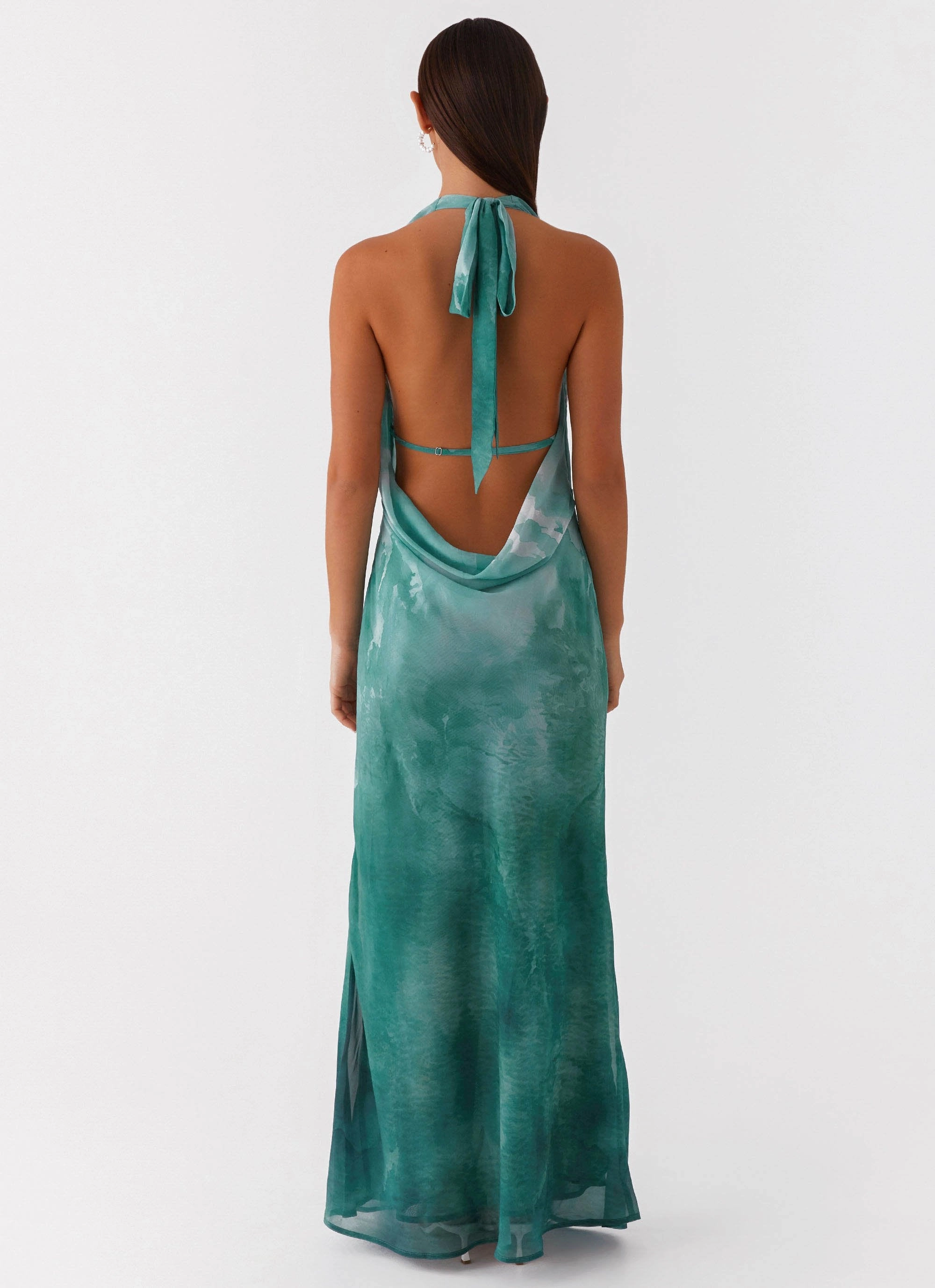Nerissa Cowl Neck Maxi Dress - Green Tie Dye Night Style