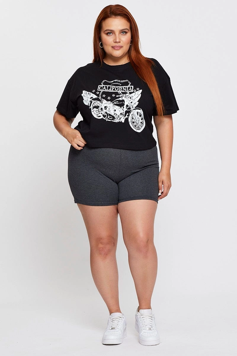 NonBindingWaistline Mesh Comfort Grey Bike Shorts Cotton