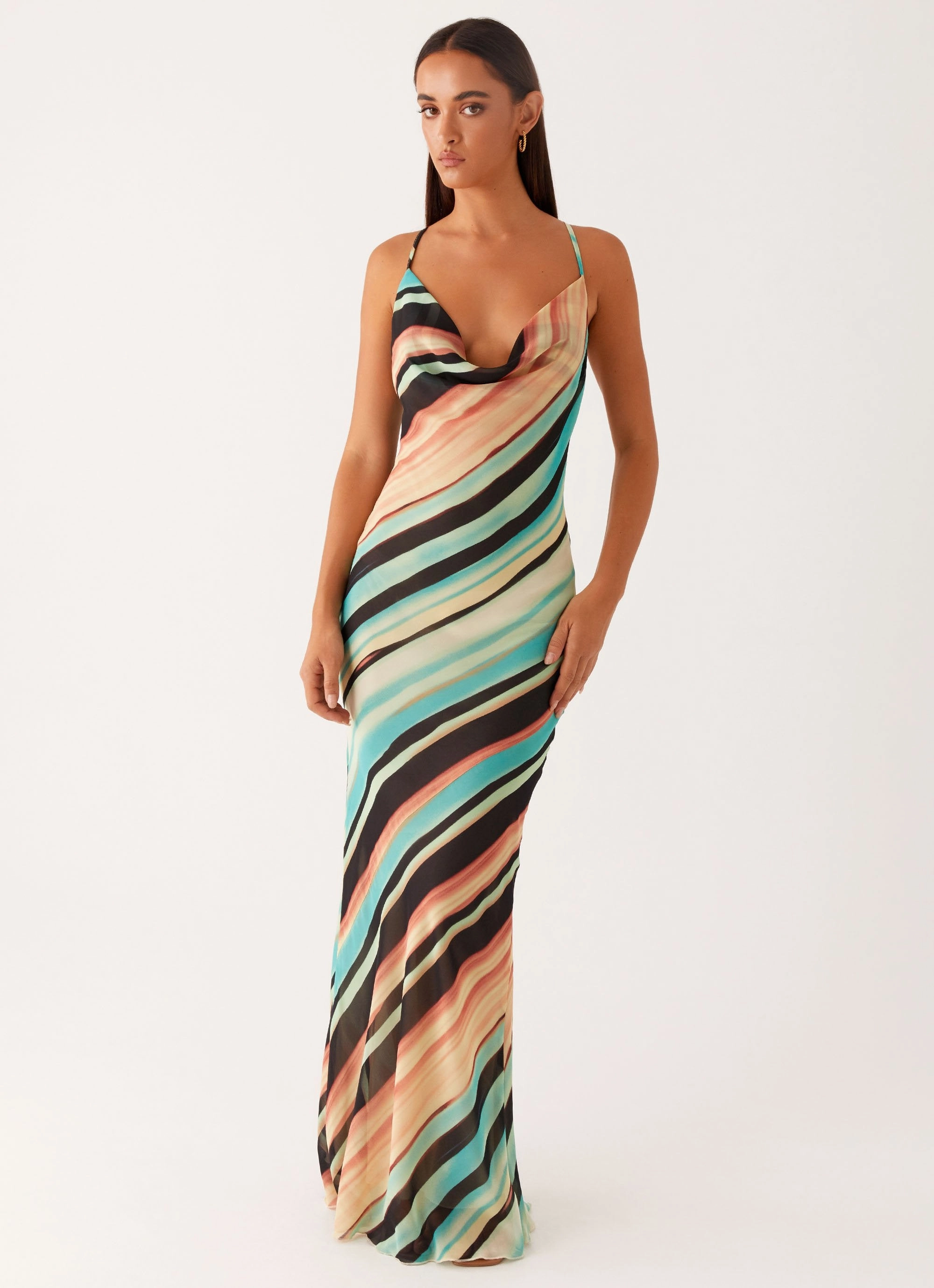 Never Knew Maxi Dress - Stripe Sophisticated Design Lightweight Layer