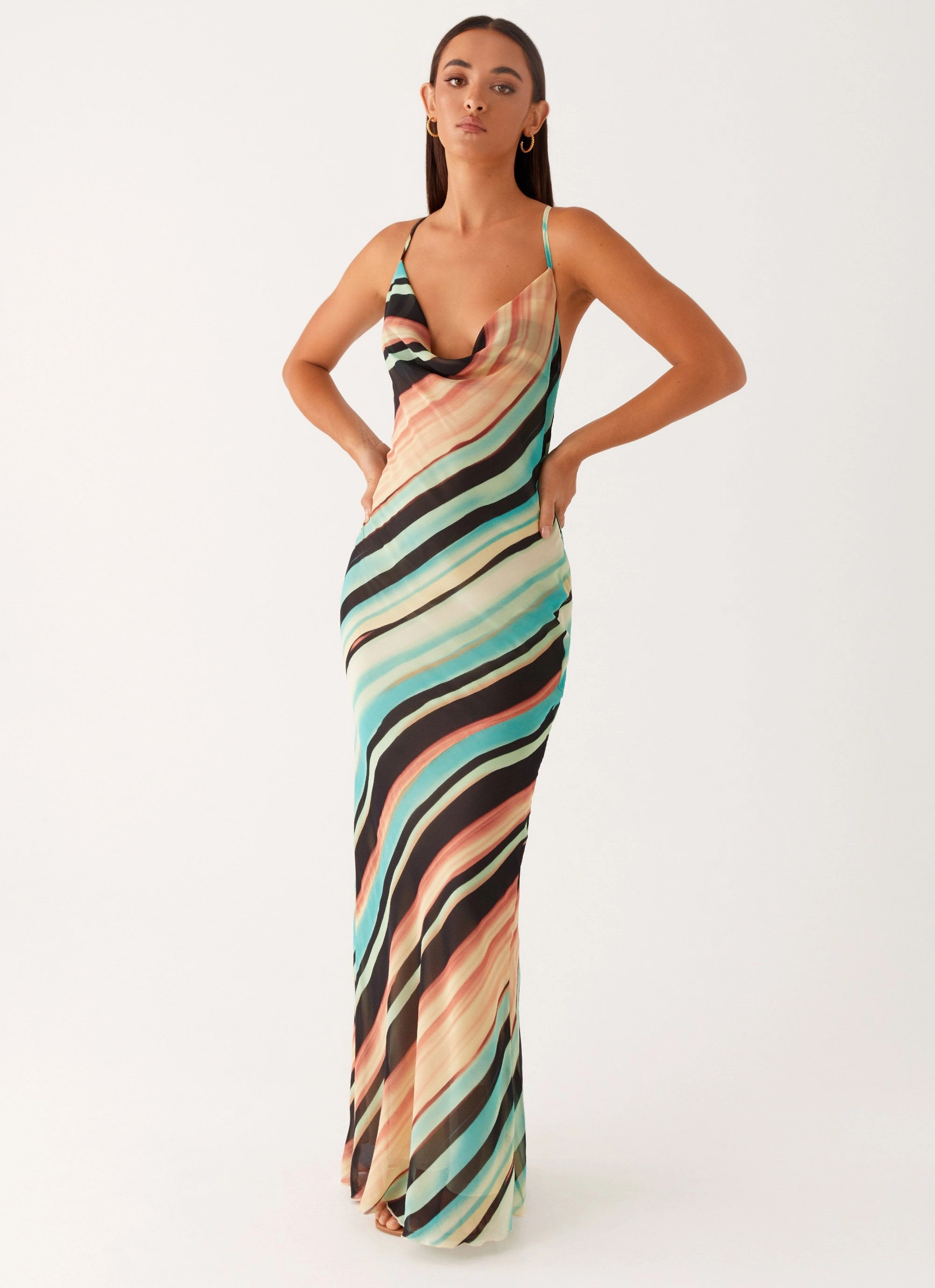 Natural Silhouette Sleek Waist Design Fit Never Knew Maxi Dress - Stripe