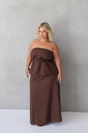 NIA SKIRT ESPRESSO Exclusive Drop