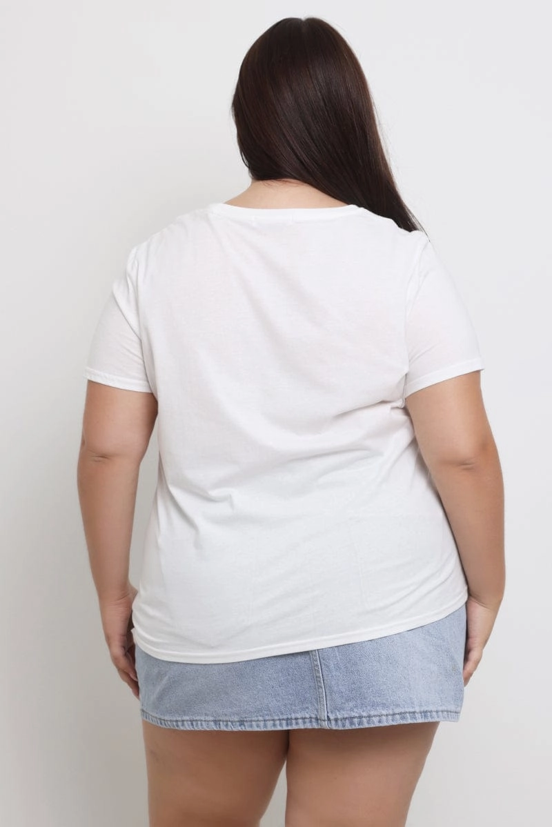 Spring Wear Quick Change White Graphic T Shirt Short Sleeve Crew Neck