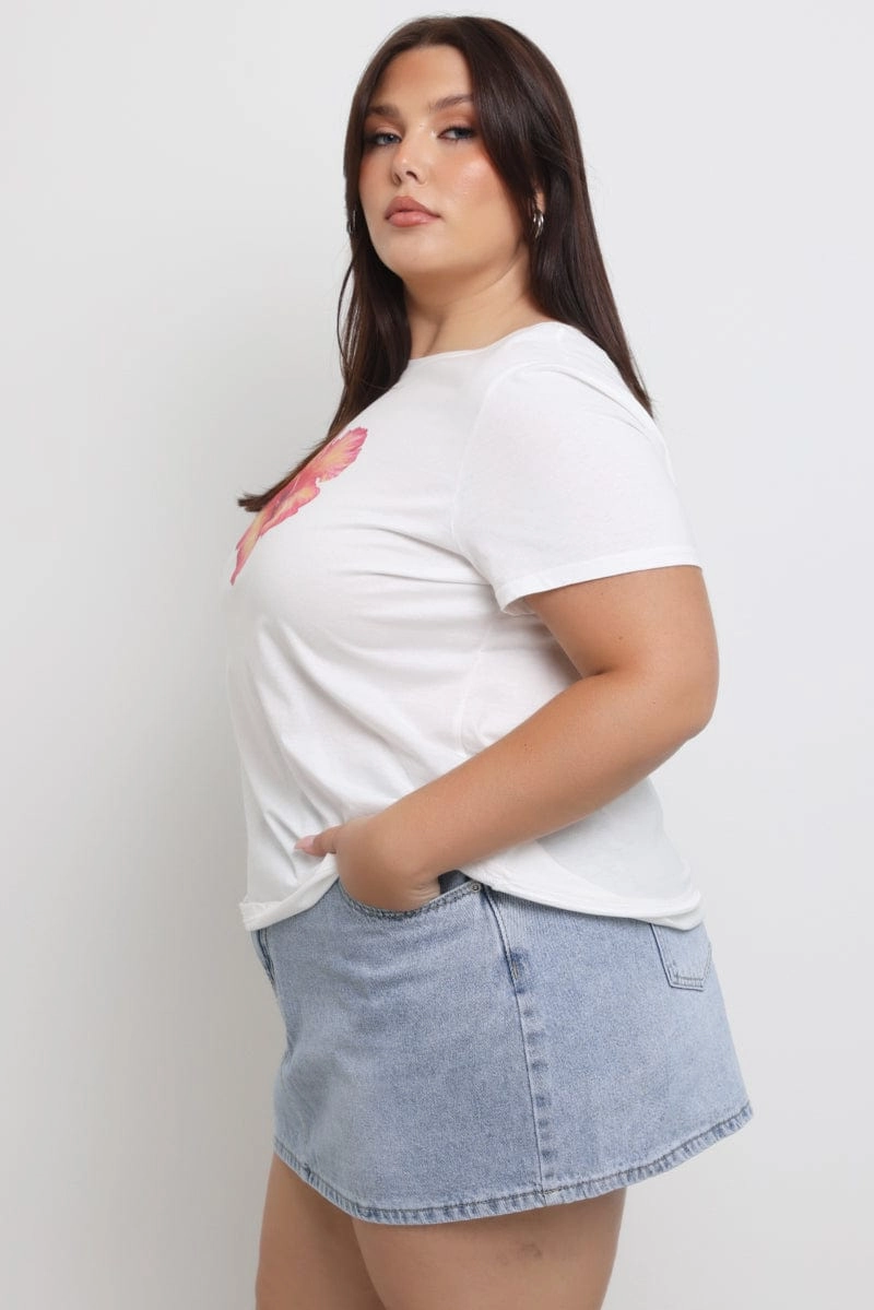 Relaxed Smart White Graphic T Shirt Short Sleeve Crew Neck