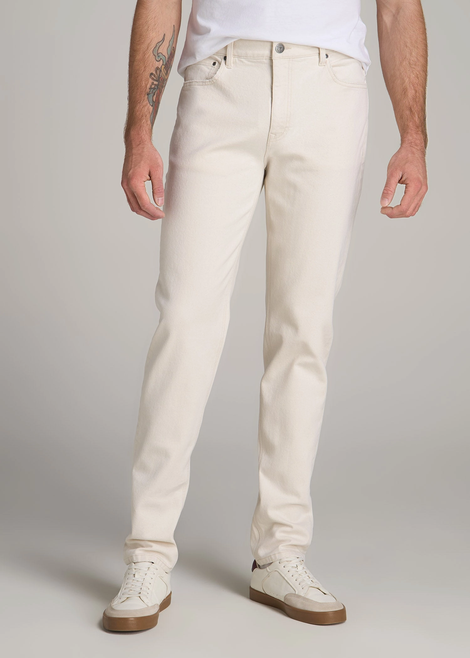 All Fit Style Smooth Style Milo RELAXED TAPERED FIT Jeans for Tall Men in Ecru Buff