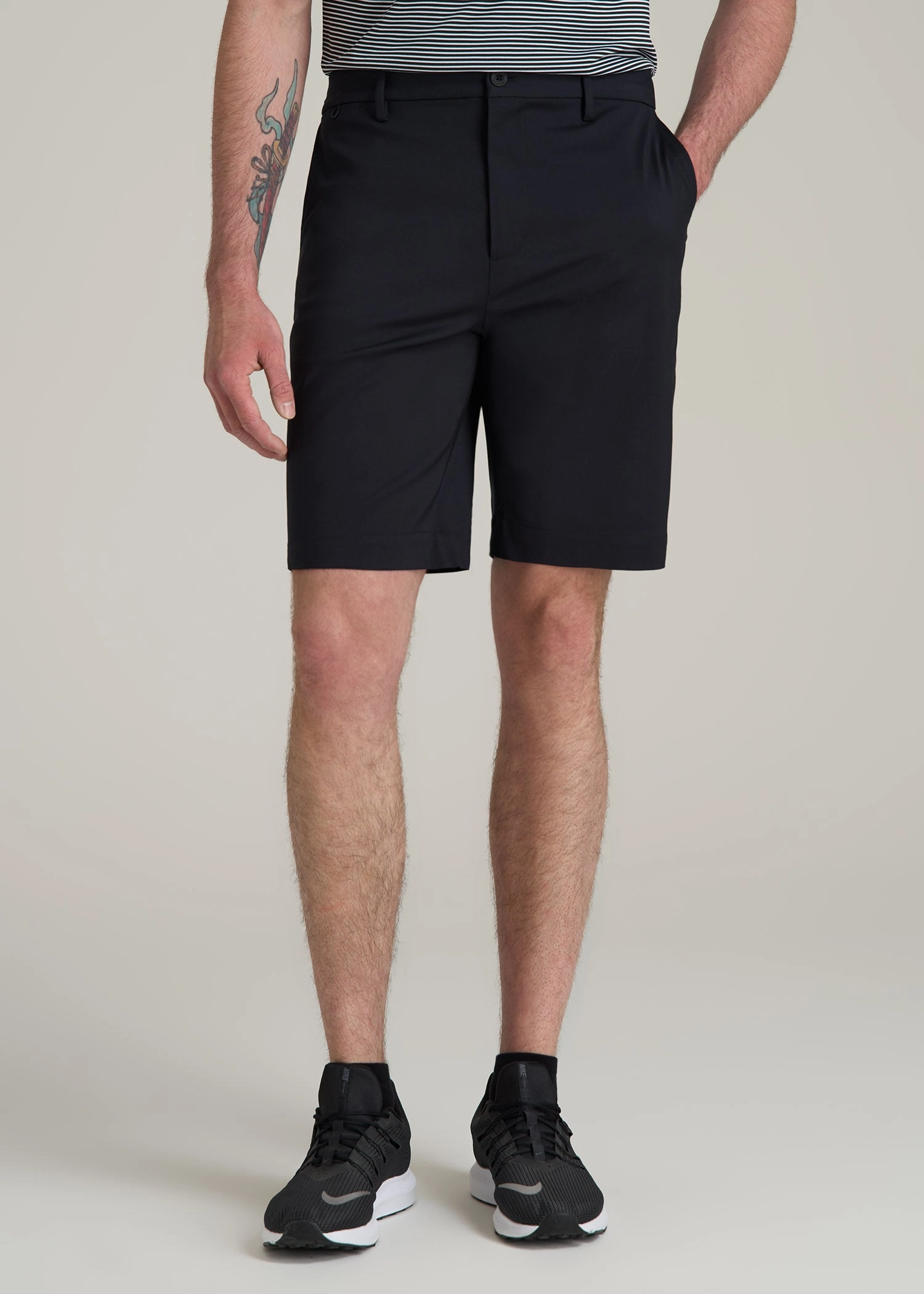 Tech Chino Shorts for Tall Men in Deep Navy semi - formal event