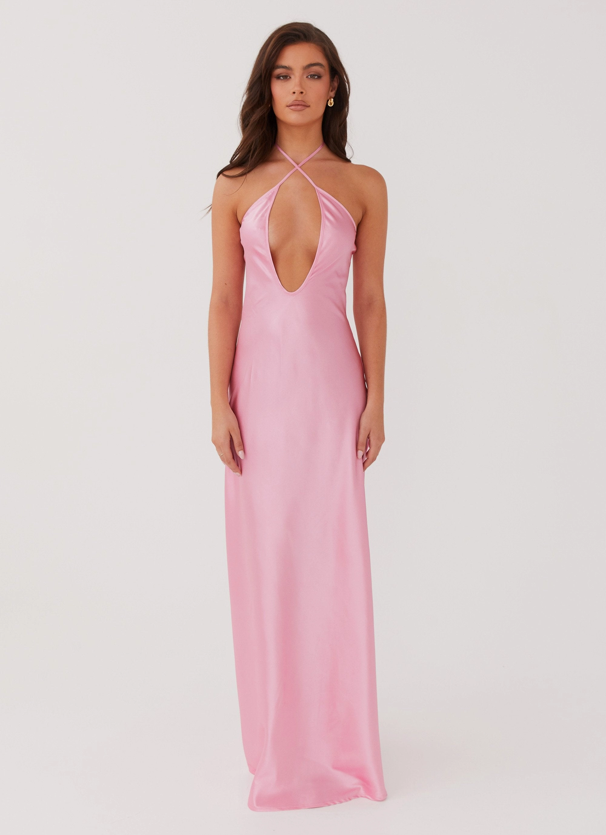 Professional Look Open Design Noir Symphony Maxi Dress - Pink