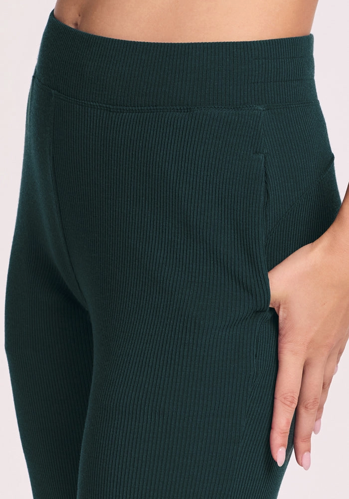 Luca Ribbed Pants - Deep Timber Form Fitting City Ready