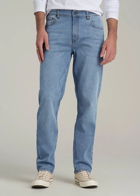 A.T. Basics Men's J1 Straight Fit Jeans for Tall Men in Tufts Blue High Quality Bold Look Summer Vibes