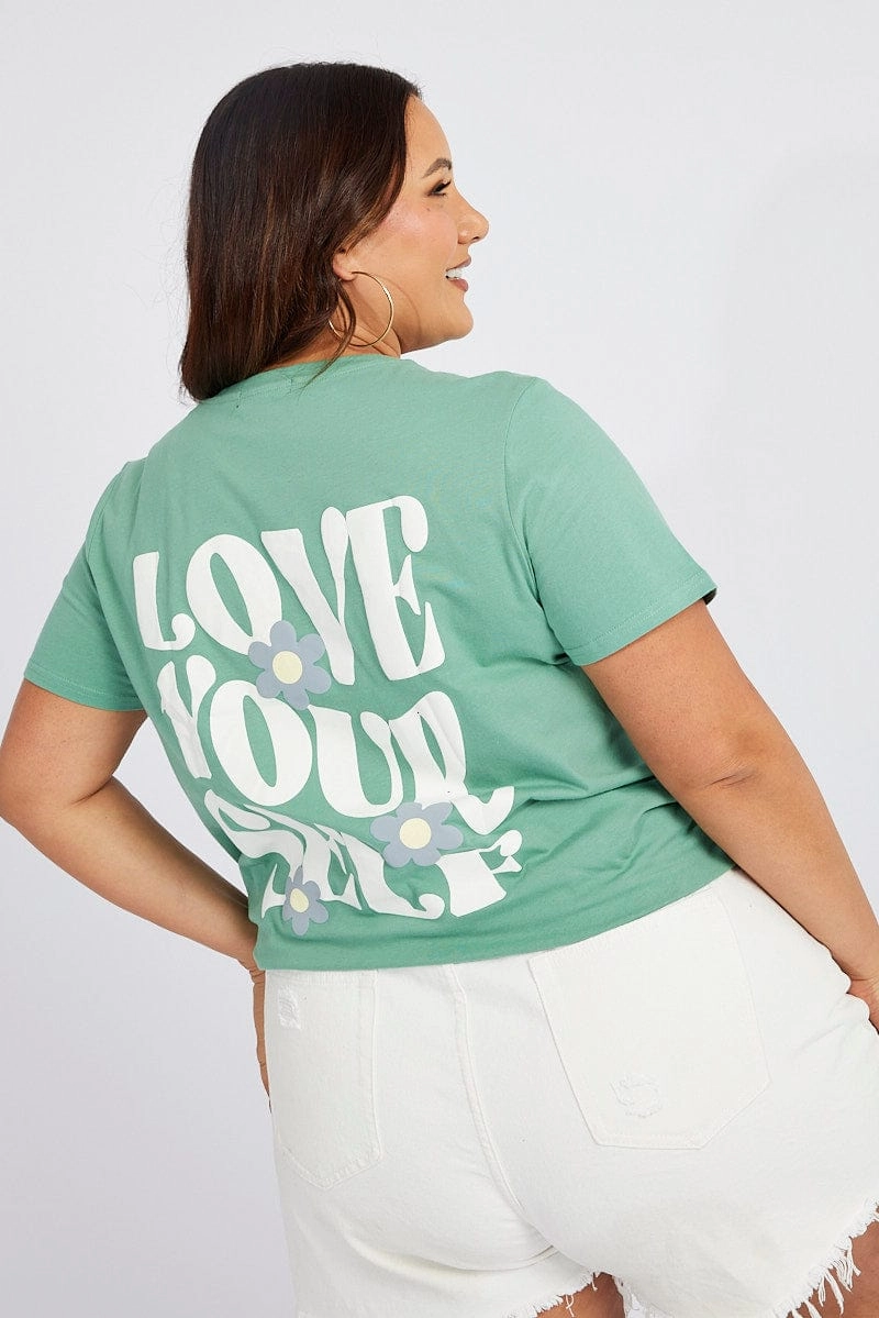 anniversary Comfy Performance Wear Green Graphic T-shirt Short Sleeve Crew Neck