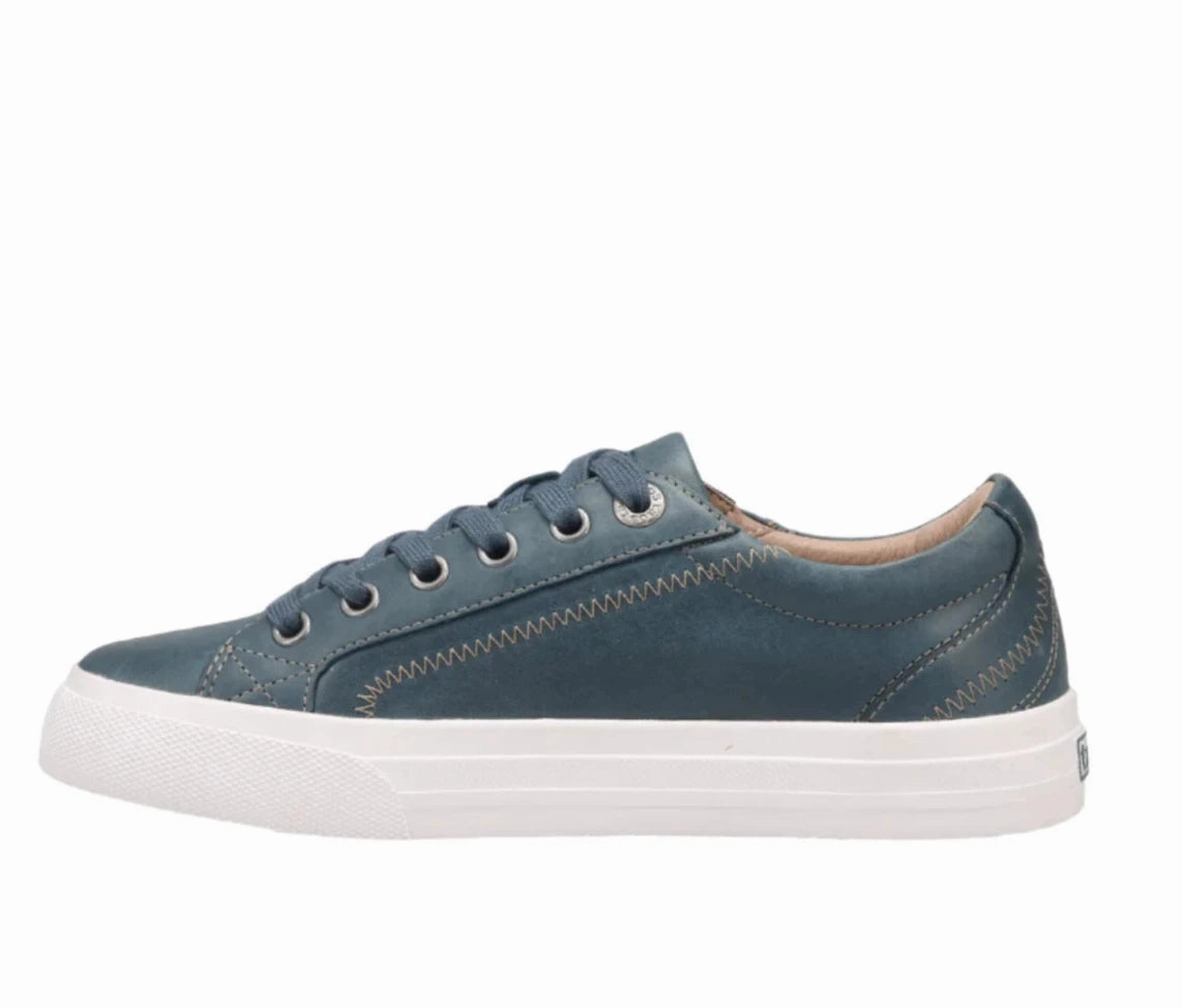 Taos Women's Plim Soul Lux Sneaker - Petrol Blue Leather Dinner Step