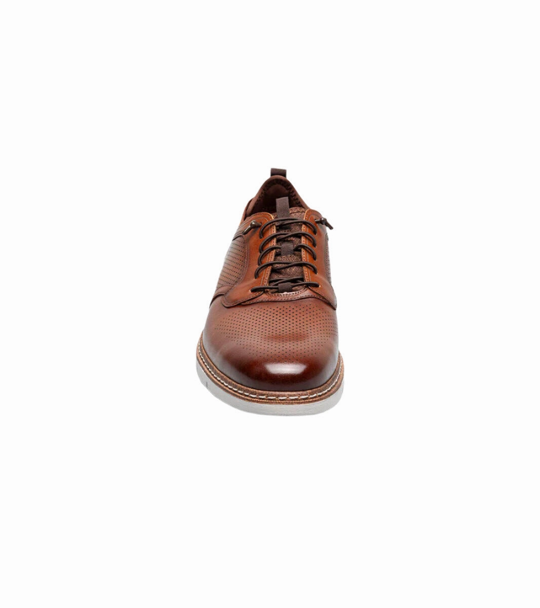 Stripe Mood Stacy Adams Men's Sync Plain Toe Elastic Lace Up Casual Loafer - Cognac