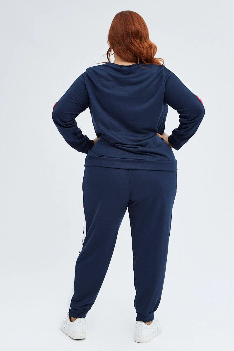 Versatile Design Multi Track Pants Contrast Elastic Waist Relaxed