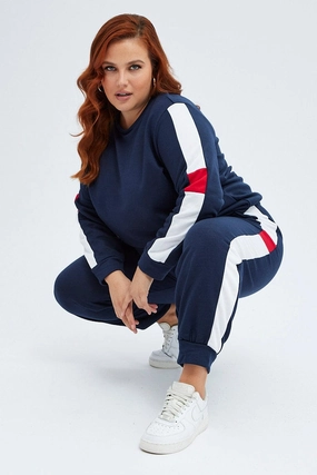 Comfy Cut Multi Track Pants Contrast Elastic Waist Relaxed