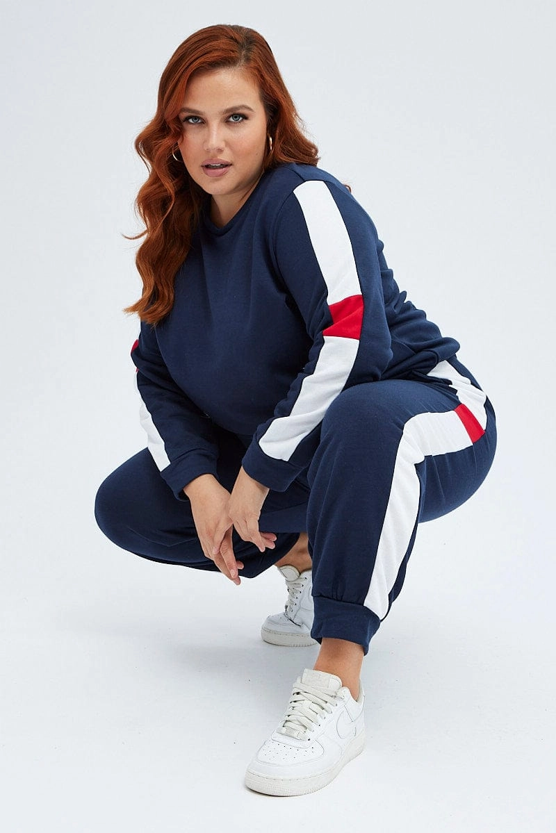 Comfy Cut Multi Track Pants Contrast Elastic Waist Relaxed