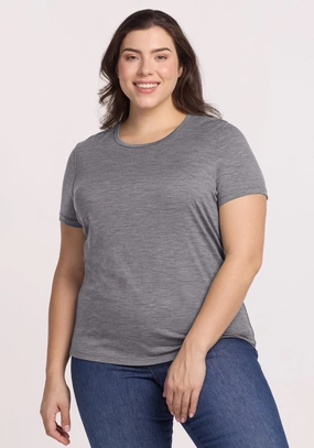 Liza Crew Neck Tee - Graphite Heather Tagless Neckline ThermoregulatingFabric