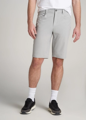 Comfortable Design Flexible Waistband Hiking Shorts for Tall Men in Light Grey