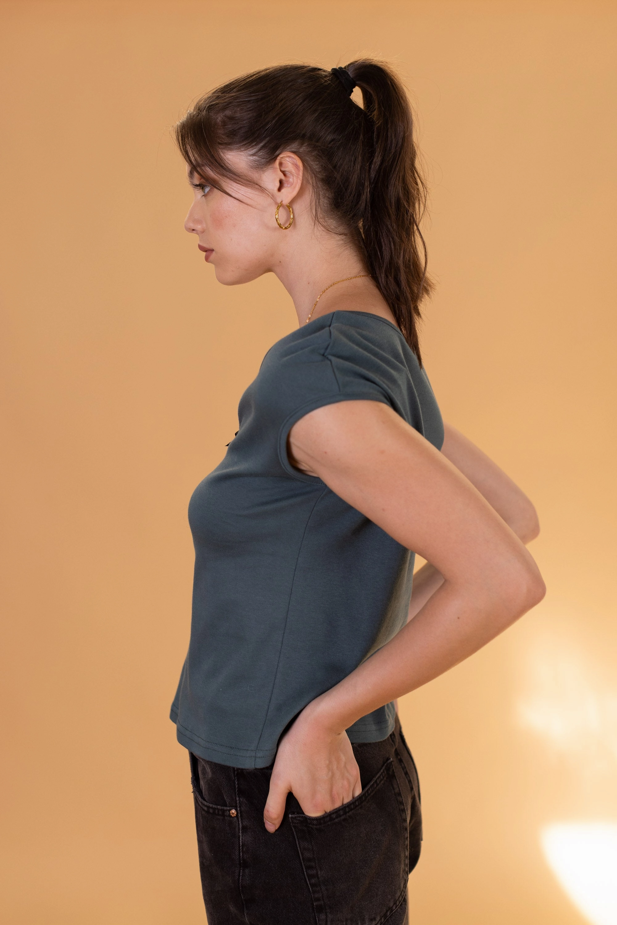 AntiPilling Technology Top Julianne Petrol Bow