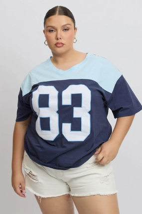 Comfortable fit Layering Fashion Blue Graphic T Shirt Short Sleeve