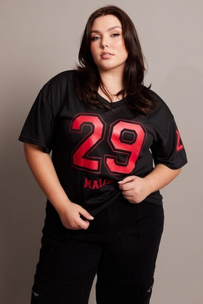 Black Graphic T-shirt Short Sleeve V-Neck Lightweight Look Classic Layer