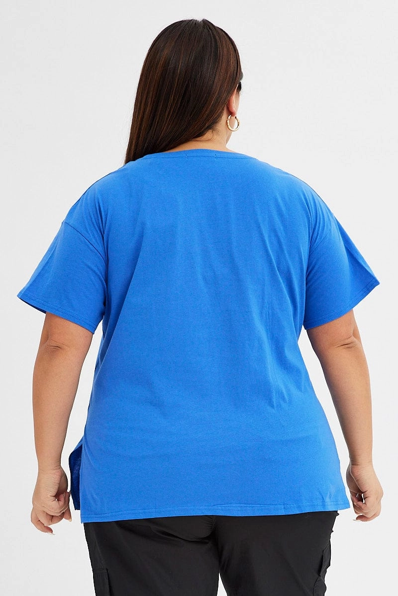 Casual and cool Blue Graphic T-shirt 98 Athletic Dept Cotton Jersey