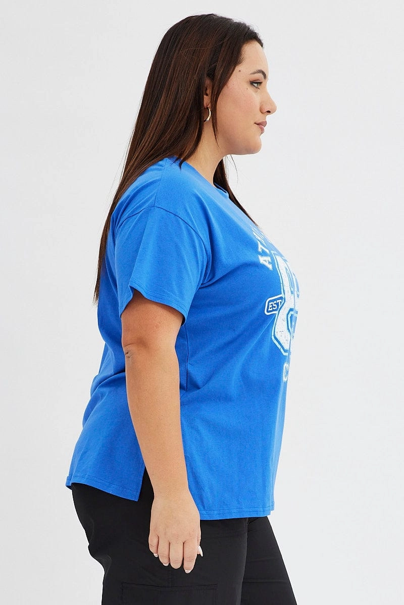 Blue Graphic T-shirt 98 Athletic Dept Cotton Jersey Premium Material