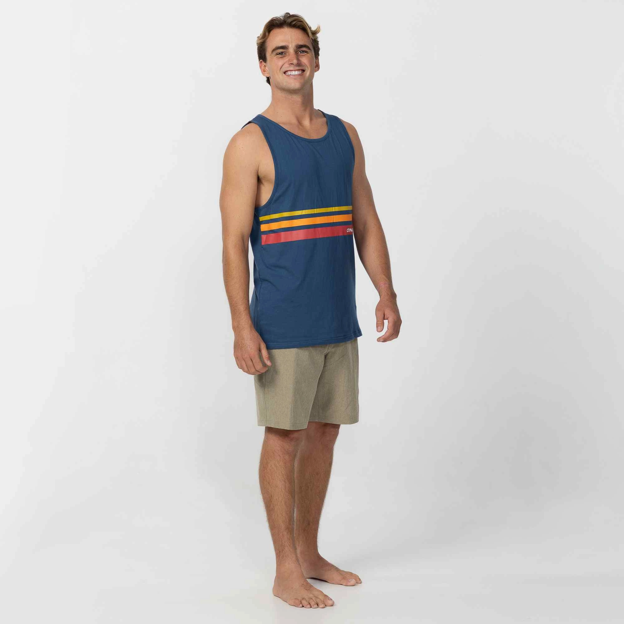 O'Stripe Singlet - Navy Elastic waist