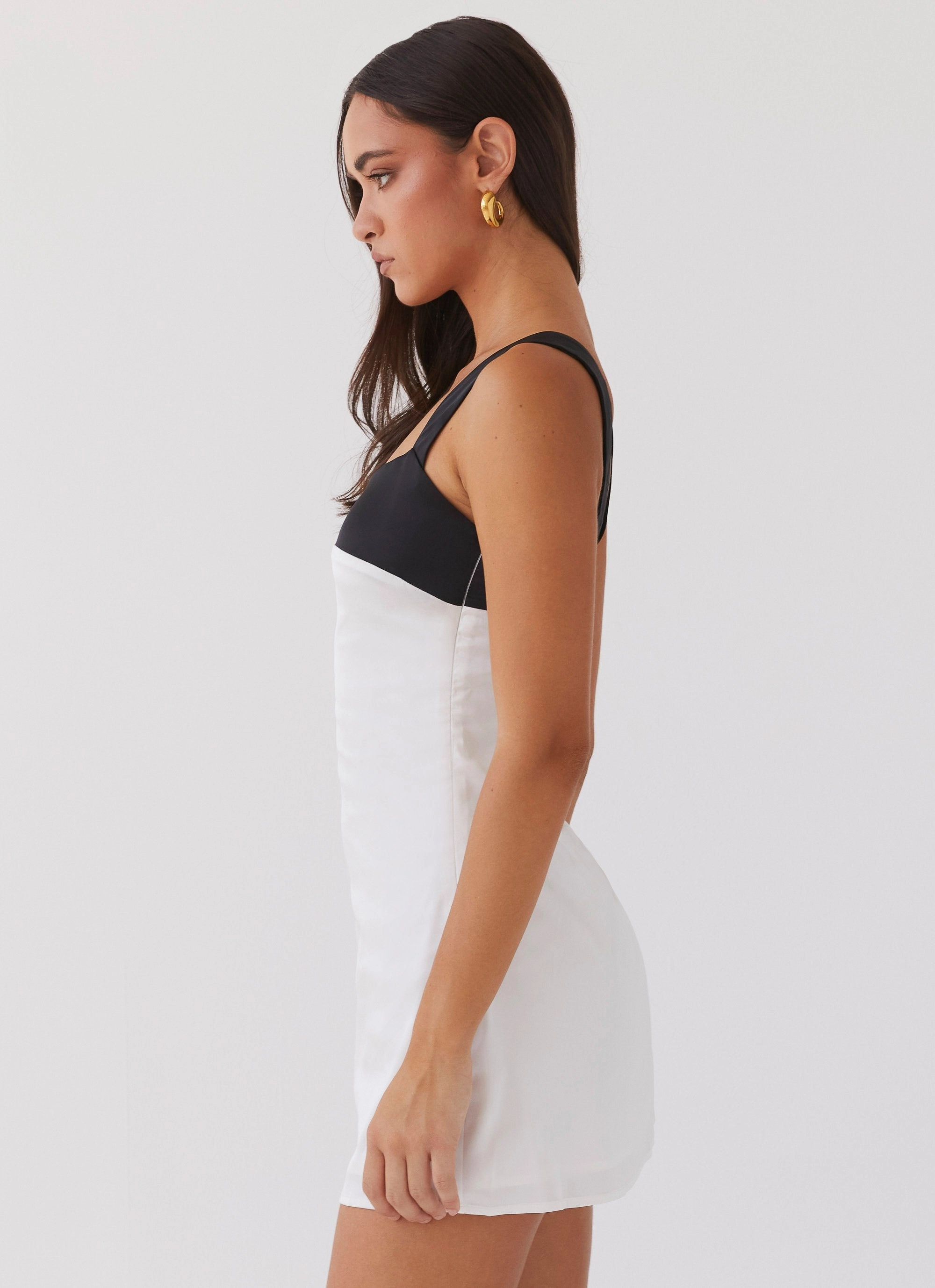 Odette Satin Mini Dress - Noir Pearl Elegant Tailoring Easy Drape