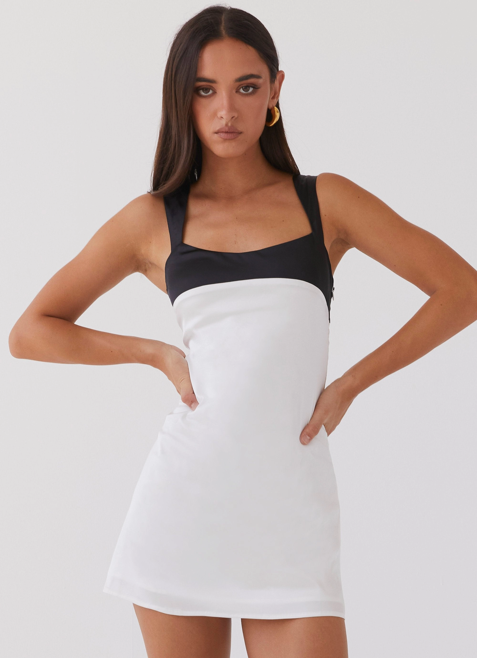 Odette Satin Mini Dress - Noir Pearl Delicate Tone