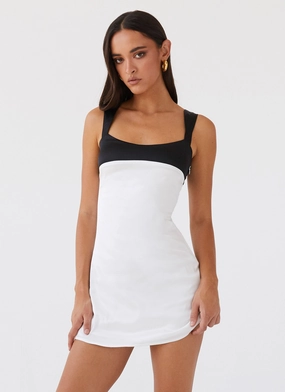 Bright-Hue One-Shoulder Odette Satin Mini Dress - Noir Pearl