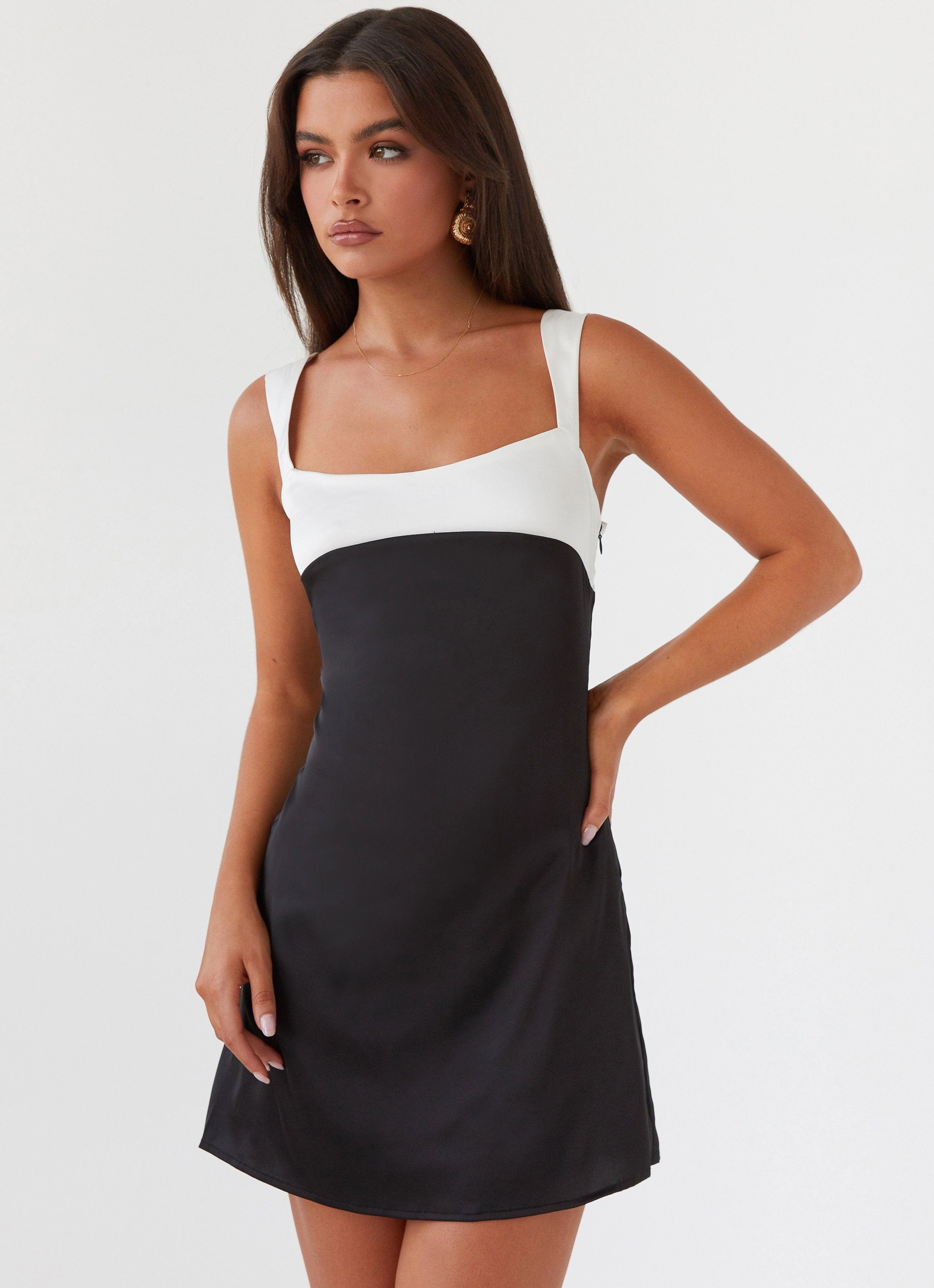 Odette Satin Mini Dress - Onyx Day Fit Theater-Night