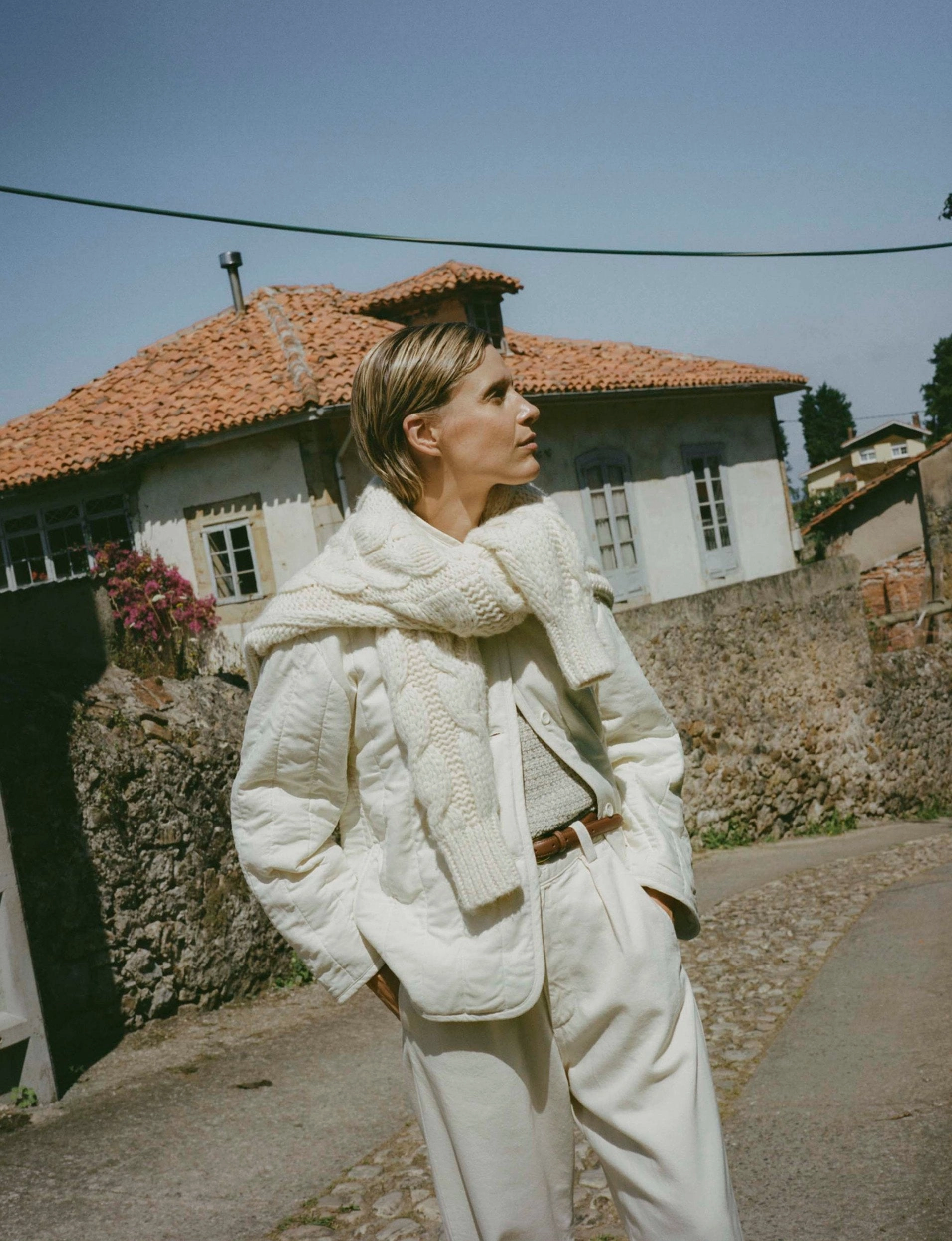 Quilted Coat, Regen Silk Noil, Natural Convertible Features FoldableStorageCapability
